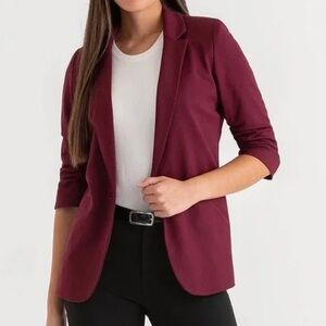 RICKI’S Hampton 3/4 Ruched Sleeve Ponte Blazer Lined in Wine/Burgundy SzS